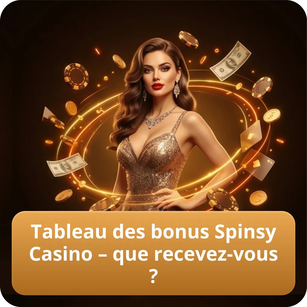 Tableau des bonus Spinsy Casino – que recevez-vous ?