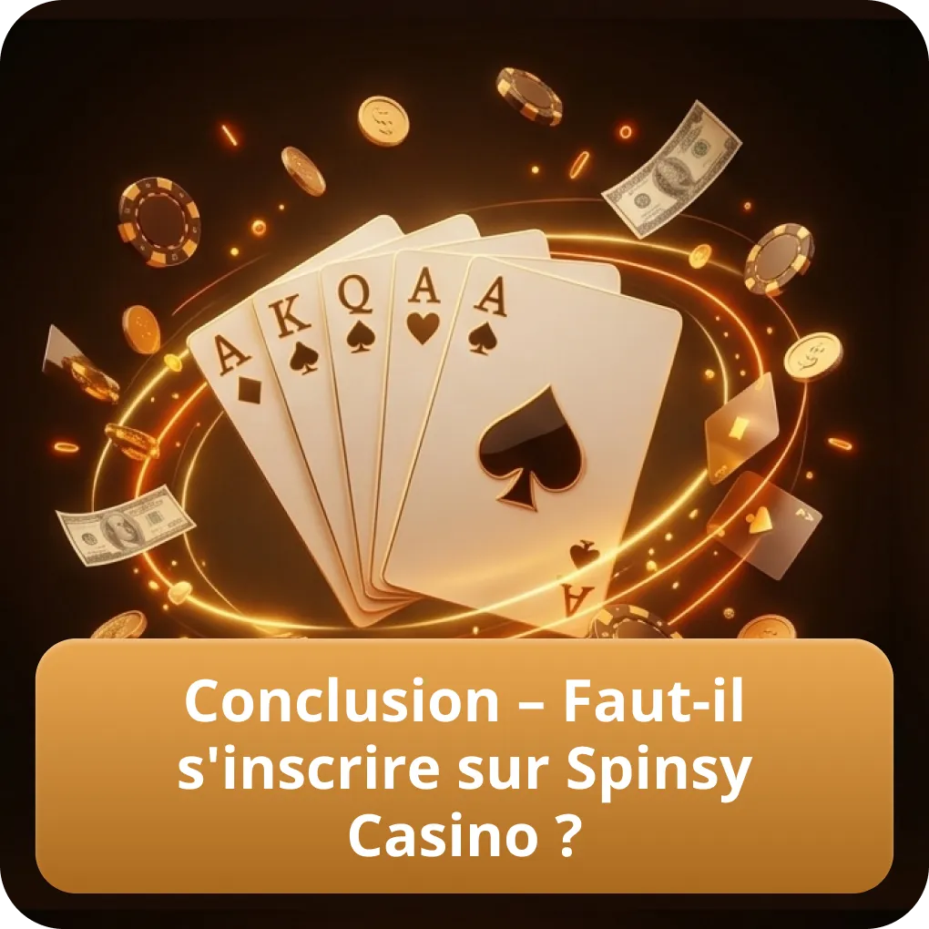 Conclusion – Faut-il s'inscrire sur Spinsy Casino ?