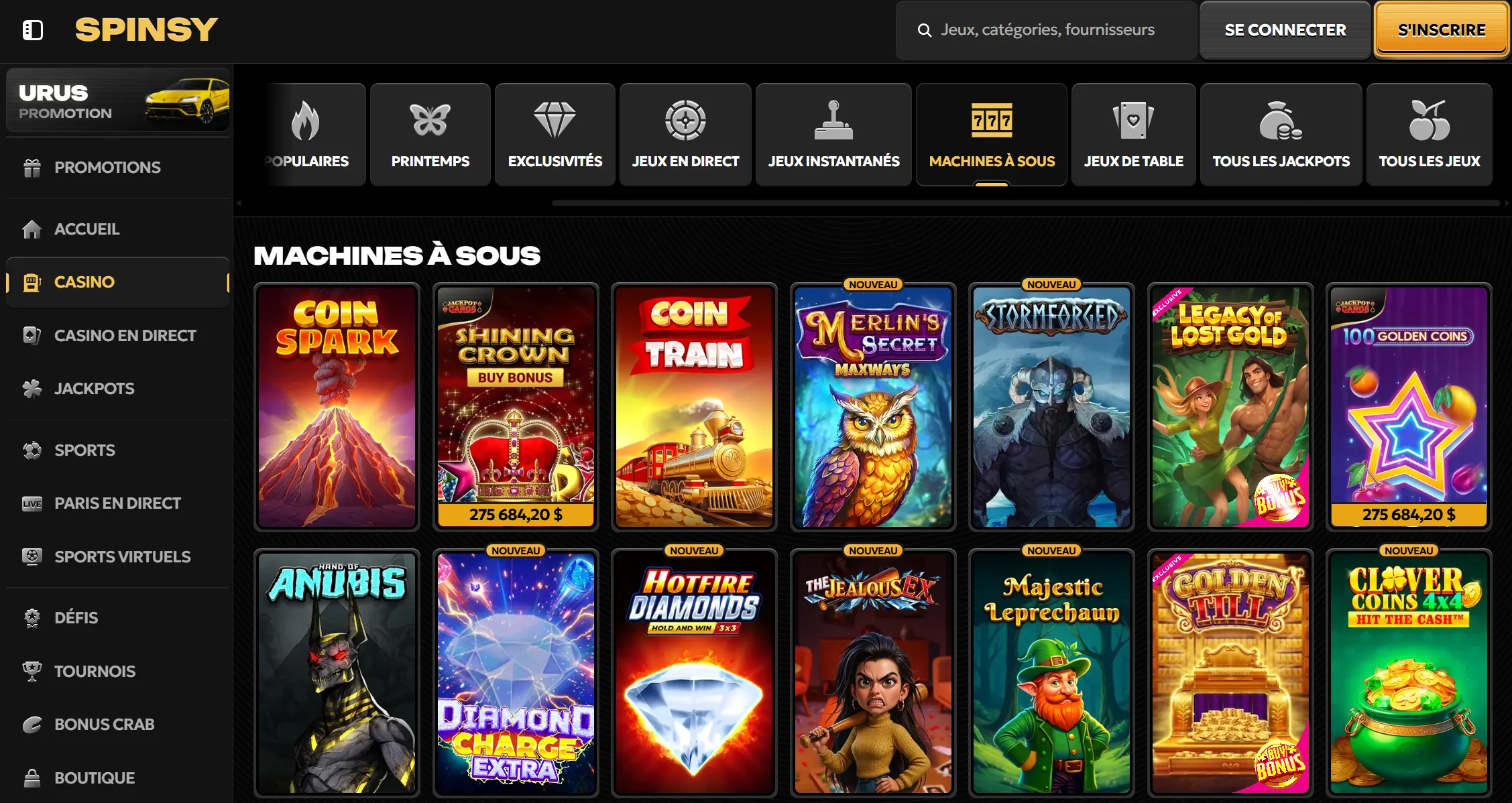 Jeux et expérience utilisateur – Spinsy Casino review